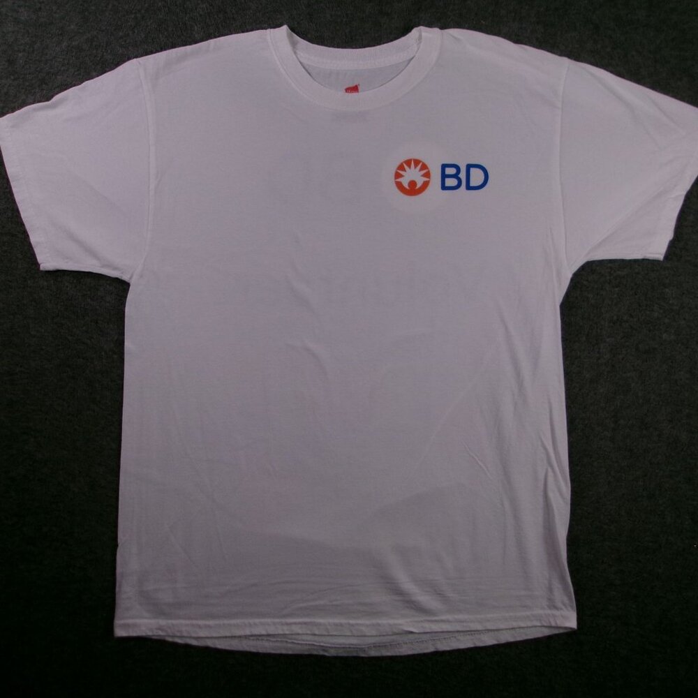 Becton Dickinson Shirt Mens L White BD Volunteer Logo Crew Neck Tee ComfortSoft
